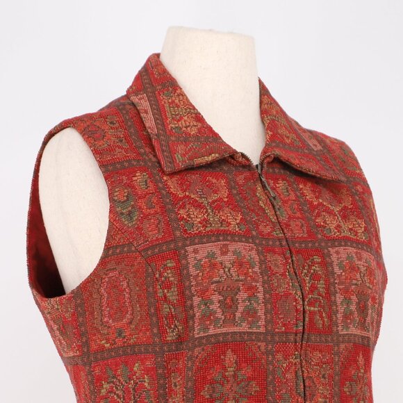 THE TERRITORY AHEAD VINTAGE Women's Tapestry Woven Vest Zip-Up Sweater Size 12 - Picture 3 of 5